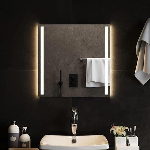 vidaXL Lustro łazienkowe z LED, 50x50 cm, lustro do łazienki, lustro LED, lustro z LED, lustra do łazienki, lustro LED, lustra z LED