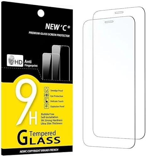 NEW'C 2 sztuki Szkło dla iPhone 12, iPhone 12 Pro (6.1") Hartowane i Folia Ochronna Ochraniacz Ekranu - Bez pęcherzyków powietrza, odporność na zarysowania