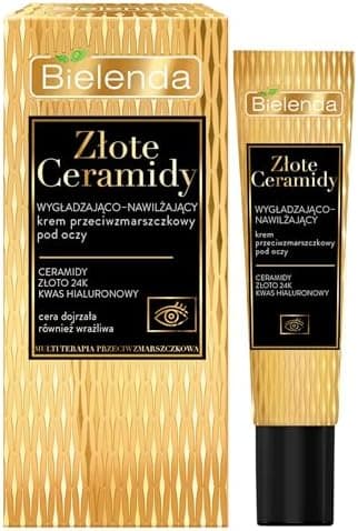 Bielenda Złote Ceramidy, Wygładzająco-nawilżający krem przeciwzmarszczkowy pod oczy, 15 ml