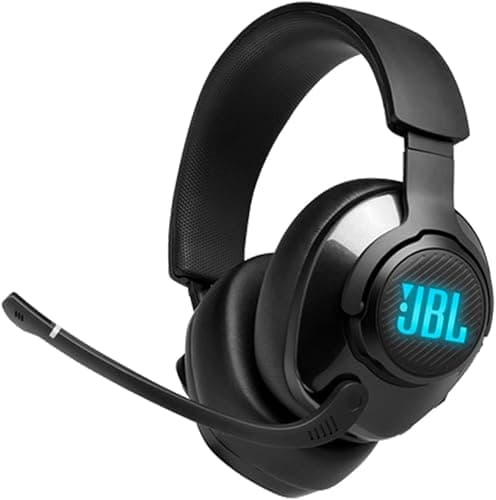 JBL QUANTUM400 Over-Ear Gaming Headset, słuchawki wokółuszne RGB, podświetlany, przewodowy zestaw słuchawkowy dla graczy, kompatybilny z PC, PS, Xbox, Nintendo, czarne