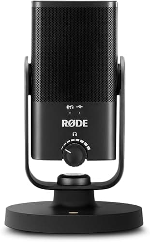 RØDE NT-USB Mini Wszechstronny mikrofon pojemnościowy USB klasy studyjnej z darmowym oprogramowaniem do podcastingu, strumieniowania, gier, produkcji muzycznej, nagrywania wokalu i instrumentów