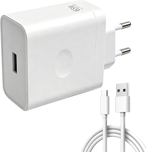 65W USB-C Ładowarka do Super-VOOC, ładowarka super-vooc z kablem USB-A na C Find X7/X6/X5/X3/Reno 11/10/8/7/6 do One-Plus 11/10T Nord 2T/10 Pro do Real-me GT/9 Pro