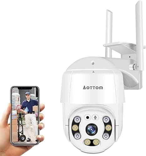 Zewnętrzna kamera monitorująca, 1080P WLAN IP kamera outdoor PTZ kopułowa, kamera bezpieczeństwa z czujnikiem ruchu, widoczność w nocy 40 m, 2-drożne audio, wodoszczelność IP66, aplikacja YI Lot