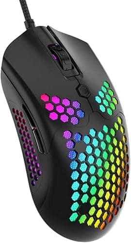 Vbestlife Przewodowa mysz do gier PC myszy do gier czarna mysz komputerowa z podświetlaną RGB mysz do gier interfejs USB przewodowy przenośny pulpit E-sporty pusta mysz 16000 dpi