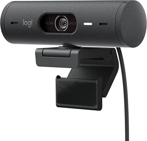 Logitech Brio 500 Full Kamera Internetowa HD z Auto Korekcją Światła, Trybem Pokazu, Podwójną Redukcją Szumów, Osłoną, do Microsoft Teams, Google Meet, Zoom, Kabel USB-C - Grafit