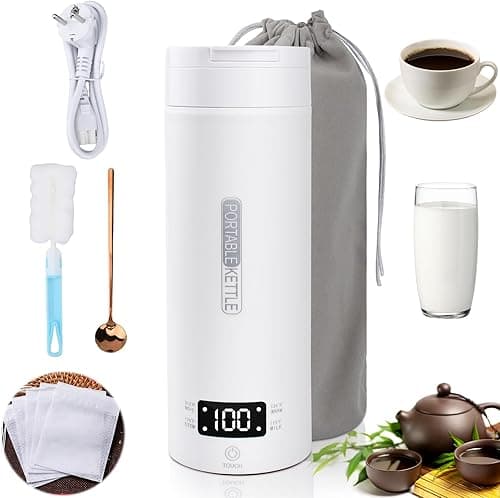 May przenony czajnik 500 ml,elektryczny czajnik podróny may,may przenony czajnik elektryczny,mini kubek grzewczy,4 regulowane poziomy temperatury,do herbaty,kawy,mleka dla niemowlt