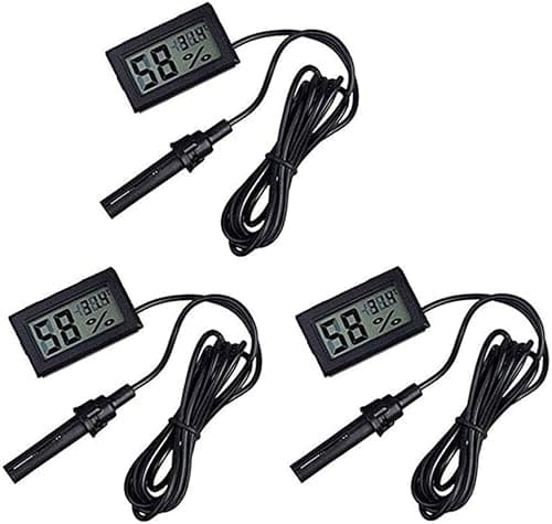 DollaTek 3 szt. Cyfrowy termometr z higrometrem LCD 2 w 1 z zewn?trznym inkubatorem do inkubatora gadów, akwarium drobiu - czarny
