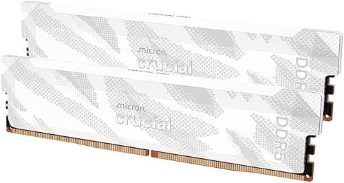 Crucial Pro DDR5 RAM 32 GB Kit (2 x 16 GB), 6400 MHz CL32, pamięć do gier pulpitowych, kompatybilna z Intel XMP 3.0 i AMD Expo, biały - CP2K16G64C32U5W