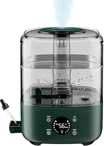 Inteligentny nawilżacz powietrza do sypialni, 5 l, ultradźwiękowy 28 dB, cichy nawilżacz powietrza z dyszą obrotową o 360°, zwiększenie wilgotności powietrza, do pokoju dziecięcego, biura