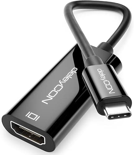 deleyCON 4K USB C do HDMI Adapter Kabel 4K@60Hz 2K@165Hz 144Hz 120Hz 60Hz HDR Thunderbolt 3/4 Konwerter Kompatybilny z Galaxy S24 S25 iPhone iPad MacBook Tablet Laptop Telefon Monitor