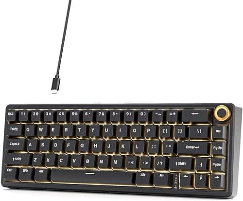 Dierya DK68E klawiatura gamingowa, 60% Gasket, mechaniczna klawiatura z przyciskiem, RGB Hot Swap, liniowe przełączniki Creamy, Compact 66 klawiszy Anti-Ghosting, układ QWERTY-US, czarna