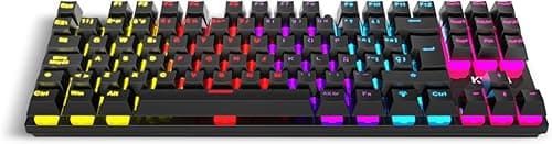 KROM Gaming KASIC TKL -NXKROMKASICTKL- RGB RGB Rainbow klawiatura mechaniczna, bez klawiatury numerycznej, Tryb gry, Anti-Gohsting, Windows 7/8/8.1/10, USB, Układ SP, Czarny