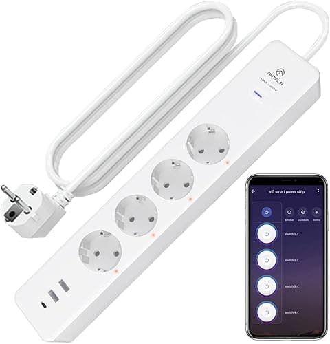 ANTELA Smart Listwa zasilająca WiFi kompatybilne z Alexa, Asystentem Google, 4 gniazda 3 porty USB,zdalne sterowanie APP,sterowanie głosowe,pomiar zużycia energii, ustalanie harmonogramu, 2,4 GHz