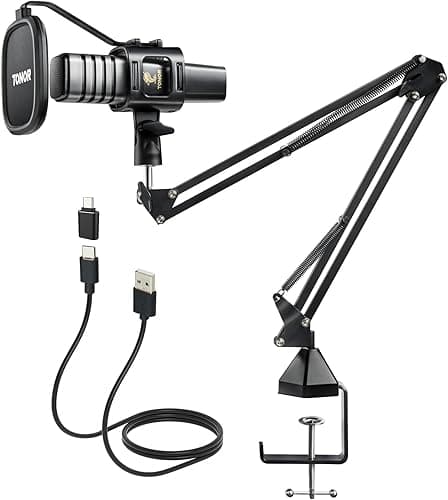 TONOR Zestaw Mikrofonów USB, PC Podcast Nagrywanie Kardioidalny Pojemnościowy Zestaw Myszy Komputerowych Do Gier, Streaming, Podcasting, Studio Zestaw mikrofonów Z Regulacją Ramię Stojak (TC30+)