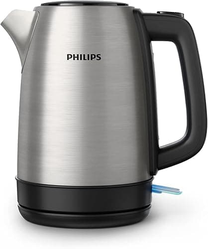 Philips Czajnik Daily Collection, 1,7 l, Wykonany ze szczotkowanej stali nierdzewnej, wskaźnik poziomu wody, Filtr z mikrosiateczką wyłapujący drobne cząsteczki kamienia, stal nierdzewna, HD9350/90