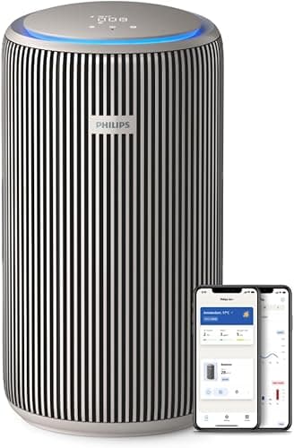 Philips Inteligentny Oczyszczacz Powietrza PureProtect z serii 3200, filtr HEPA i filtr z węglem aktywnym, CADR 500 m³/h dla pomieszczeń o powierzchni 130 m², ultracichy i energooszczędny(AC3210/12)
