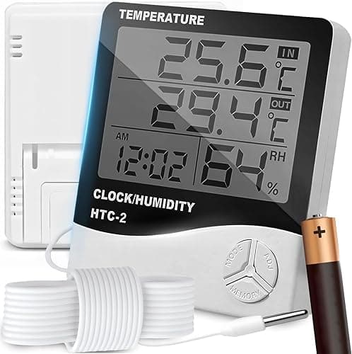 Retoo termometr do użytku wewnątrz i na zewnątrz, cyfrowy termometr z sondą, pokojowy do kontroli klimatu w pomieszczeniu, higrometr, miernik wilgotności powietrza, precyzyjny czujnik temperatury
