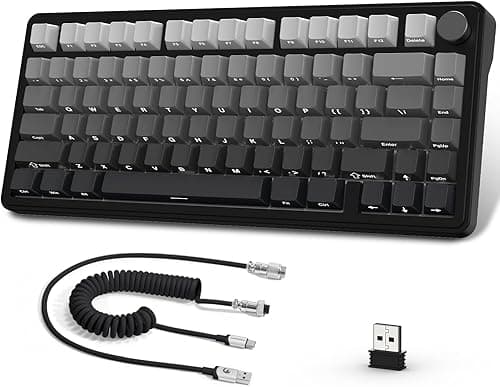 A.JAZZ x ATTACK SHARK X85 Klawiatura Mechaniczna z Uszczelką,Bezprzewodowa Klawiatura do Gier 75% z Knob,5-Layer Padding,PBT Side-Printed Keycap,BT/2.4 Ghz/USB-C,Hot-Swap Linear Switch,RGB,na PC,MAC