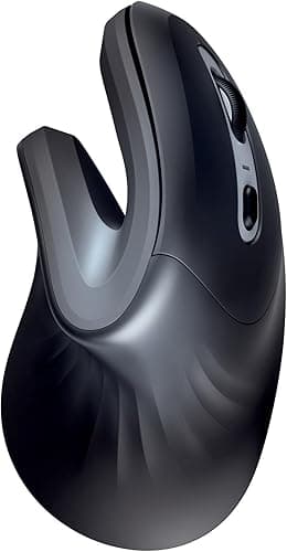 Trust Verro Ergonomiczna mysz radiowa, kąt pionowy 60°, zapobiega ramieniu myszy/łokciu tenisisty (RSI), 800-1600 DPI, 6 przycisków, bezprzewodowa mysz pionowa do komputera i laptopa – czarna