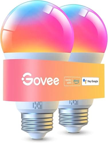 Govee Inteligentna żarówka E27, 1000 lm, Alexa RGBWW, możliwość ściemniania, Wi-Fi i Bluetooth, inteligentna żarówka 75 W, 54 sceny, 16 milionów kolorów DIY, 2 sztuki