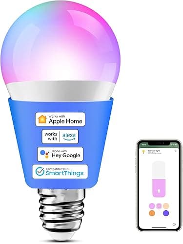 meross Żarówka Wi-Fi, inteligentna żarówka LED kompatybilna z Apple HomeKit, Alexa i Google Home, E27 2700K-6500K RGBCW ściemnialna żarówka Wi-Fi wielokolorowa