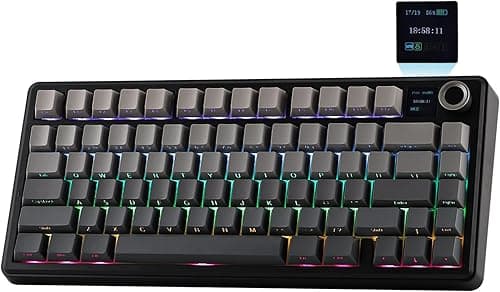 EPOMAKER X Aula F75 MAX Mechaniczna klawiatura gamingowa 75% z ekranem TFT i pokrętłem, uszczelniana (gasket), hot-swap, bezprzewodowa, do PC/Mac/Linux, układ QWERTY US (czarna, przełącznik Reaper)