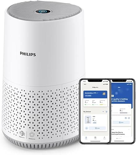 Philips Oczyszczacz Powietrza Serii 600 – Energooszczędny, z czujnikiem, dla alergików, filtr NanoProtect HEPA usuwa 99,97% zanieczyszczeń, do 44 m², sterowanie aplikacją, biały (AC0651/10)