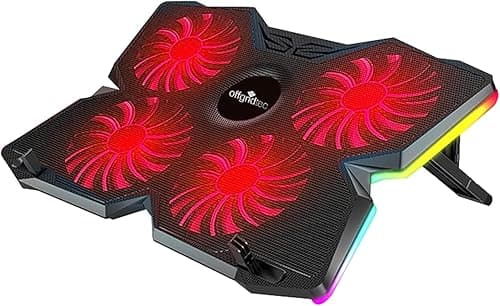 Offgridtec Chłodnica do laptopa K25 Pro, wentylowany stojak z 4 cichymi wentylatorami przy prędkości 1100 obr./min, 2 porty USB, regulacja wysokości, ergonomiczna konstrukcja do konsol do gier i