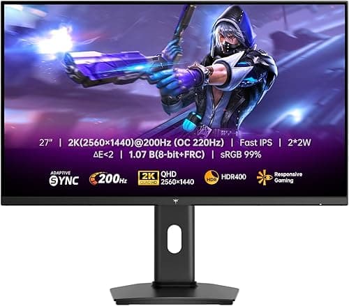 27 Calowy Monitor Gamingowy QHD 2560x1440 240Hz IPS 1ms Adaptive Sync Monitor do Gier z DisplayPort HDMI do PC