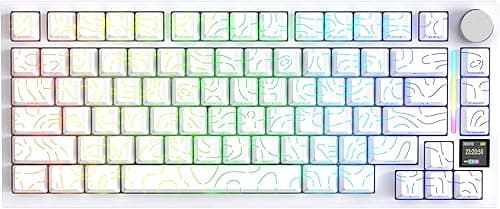 ATTACK SHARK X820 Ultra Bezprzewodowa Klawiatura Mechaniczna z Wyświetlaczem TFT i Pokrętłem, 75% Wymienne Przełączniki, Klawiatura Gamingowa, BT/2.4G/USB-C, RGB (Białe Kontury–Switch Shark)