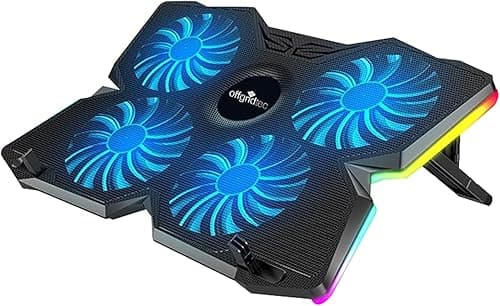 Offgridtec Chłodnica do laptopa K25 Pro, wentylowany stojak z 4 cichymi wentylatorami przy prędkości 1100 obr./min, 2 porty USB, regulacja wysokości, ergonomiczna konstrukcja do konsol do gier i