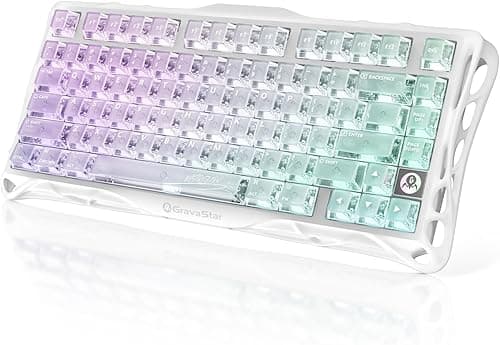 GravaStar Mercury K1 Lite 75% klawiatura gamingowa, trójmodowa bezprzewodowa (2,4 GHz/Bluetooth/kabel), mechaniczna klawiatura Hot Swap Gasket, wstępnie naoliwiony przełącznik liniowy, oświetlenie RGB