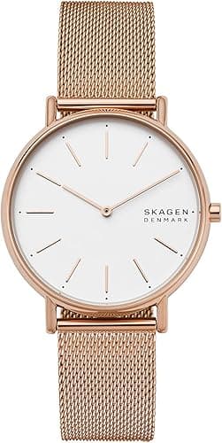 Skagen Signatur Zegarek dla kobiet, Kwarcowy dwukierunkowy mechanizm z paskiem ze stali szlachetnej lub skóry