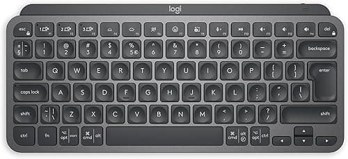 Logitech MX Keys Mini Minimalistyczna Bezprzewodowa Podświetlana Klawiatura, Kompaktowa, Bluetooth, USB-C, Zgodna z Apple macOS, iOS, Windows, Linux, Android, Metalowa Konstrukcja, QWERTY US Intl