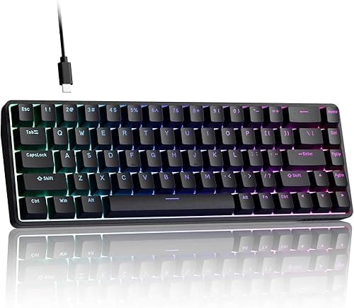Dierya DK68C HE Rapid Trigger mechaniczna klawiatura gamingowa z przełącznikami magnetycznymi, oświetlenie RGB, przewodowa typ C, kompaktowa klawiatura z 68 przyciskami, funkcja N-Key, kompatybilna z