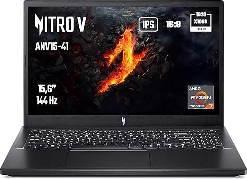 Acer Nitro V ANV15-41-R9NM, laptop do gier 15,6'' Full HD IPS 144 Hz, (AMD Ryzen 7 7735HS, NVIDIA GeForce RTX 4060, RAM 16 GB, 1024 GB SSD, Windows 11) Laptop do gier, kolor czarny