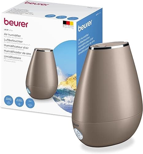 Beurer LB 37 Nawilżacz powietrza z ultradźwiękowym rozpraszaczem, w tym zintegrowany dyfuzor aromatów, nawilżacz z cichym trybem nocnym do sypialni, zbiornik 2L do pomieszczeń do 20 m², toffee