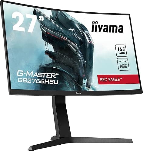 iiyama G-Master GB2766HSU-B1 Curved 1500R 27 Inch VA LCD,165Hz,1ms,FreeSync Premium,Full HD 1920x1080,250 cd/m² Brightness,2 x HDMI,1 x DisplayPort,USB x 2,2 x 2W Speaker,Height Adjustable Stand