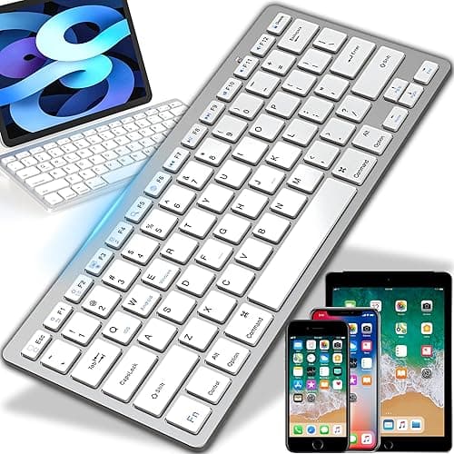 Retoo Klawiatura bezprzewodowa, naturalne pisanie, przyłącze 2,4 GHz, bezprzewodowa klawiatura z przyciskami, połączenie radiowe, Bluetooth, Android, kompatybilna z komputerem, notebookiem, laptopem